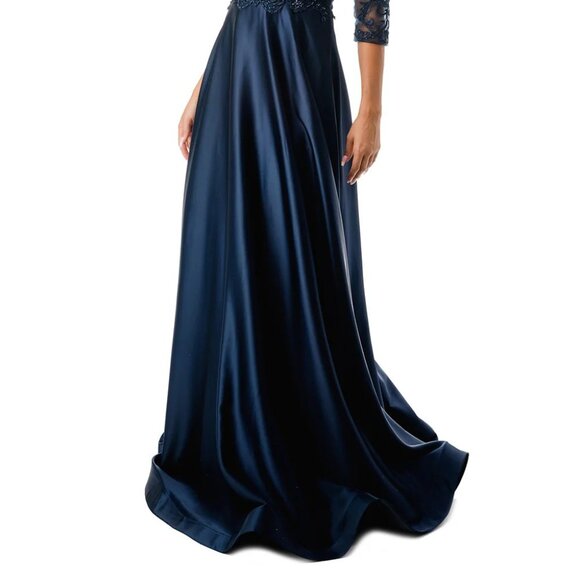 New A-Line MOB Rhinestones Embellished Maxi Gown w/ Sheer 3/4 Sleeves TC M2734F - Picture 5 of 8